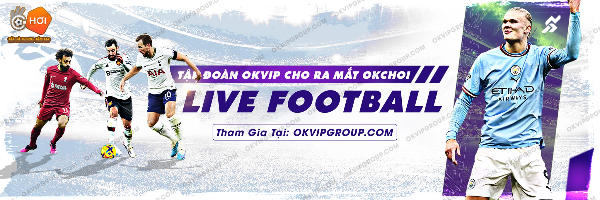 Banner bóng đá Okchoi - thương hiệu thuộc tập đoàn OKVIP Group
